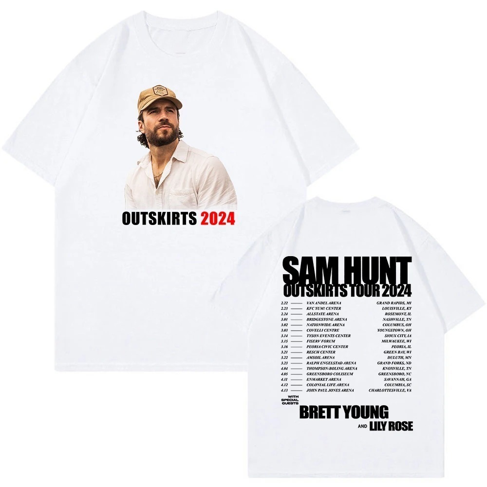 Sam Hunt T-shirt Outskirts Tour 2024  2 Sided T-Shirt Crewneck
